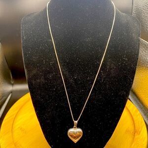 925 silver 18” box chain with engraved 3/4” puffed heart pendant